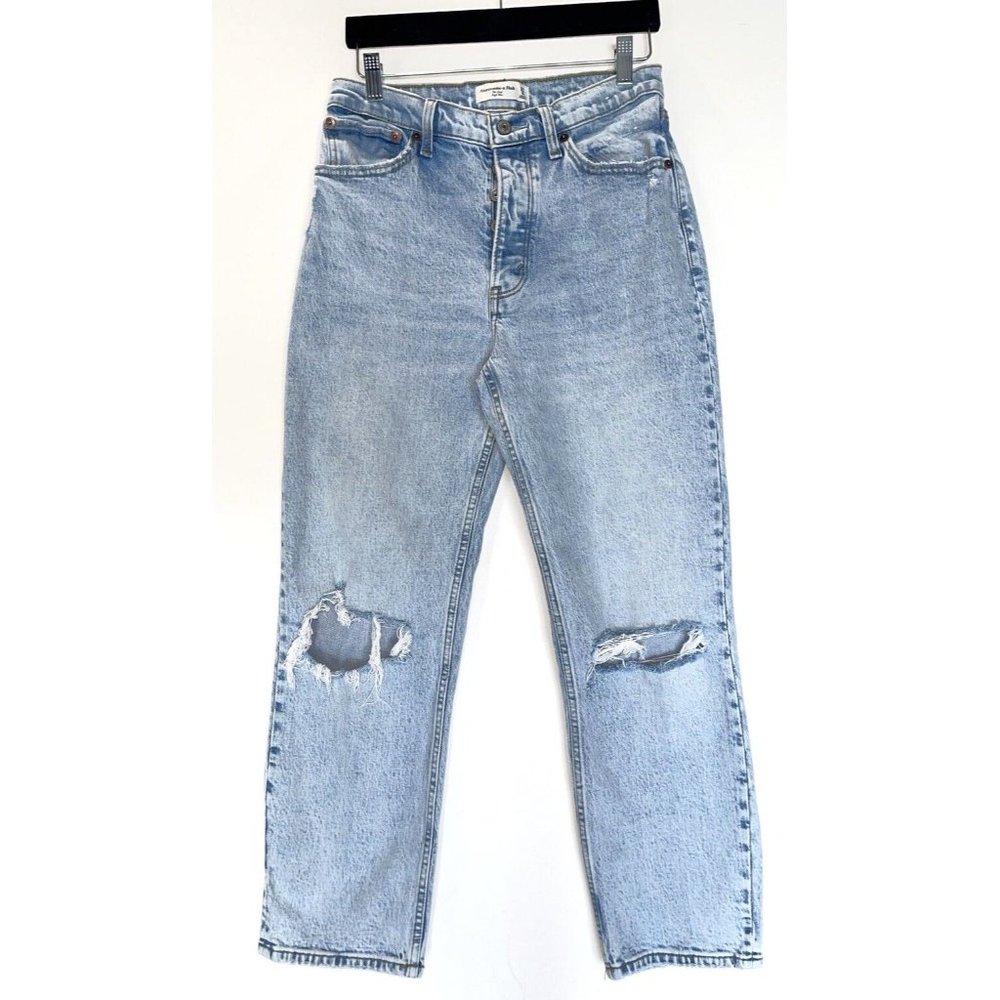 Abercrombie & Fitch The Dad Jean Womens 27 Short High Rise Button Fly Distressed - Picture 1 of 12